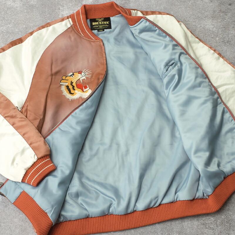 HOUSTON ヒューストン #51602 ユーズド加工スーベニアジャケット『TIGER』スカジャン メンズ 男性 アウター ブルゾン ジャンパー ミリタリー アメカジ 刺繍 春の画像