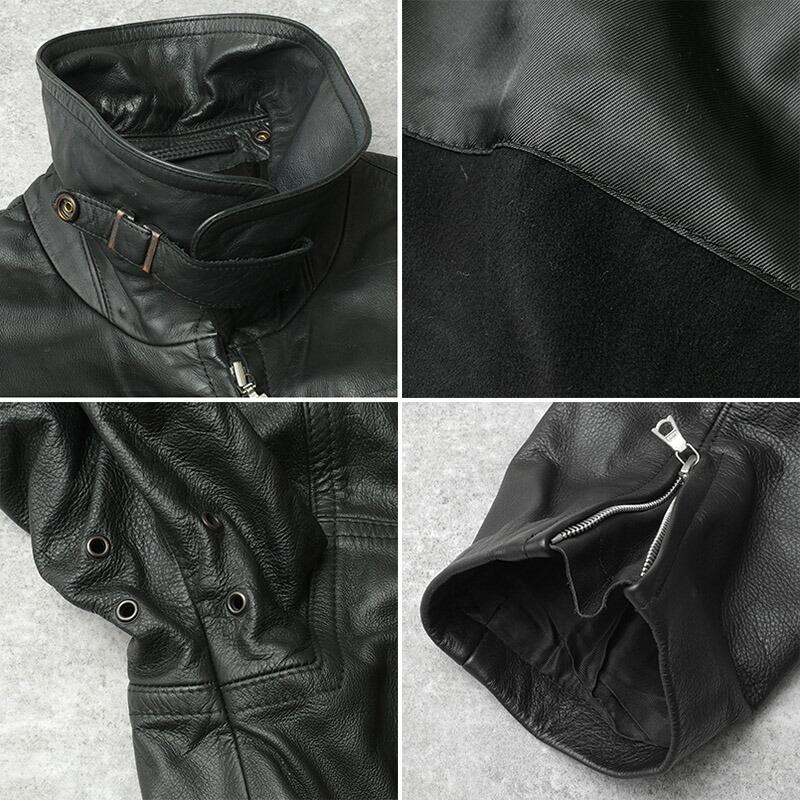 ドイツ ポリス レザージャケット ブラック POLIZEIロゴ USED ZJJ553UN
