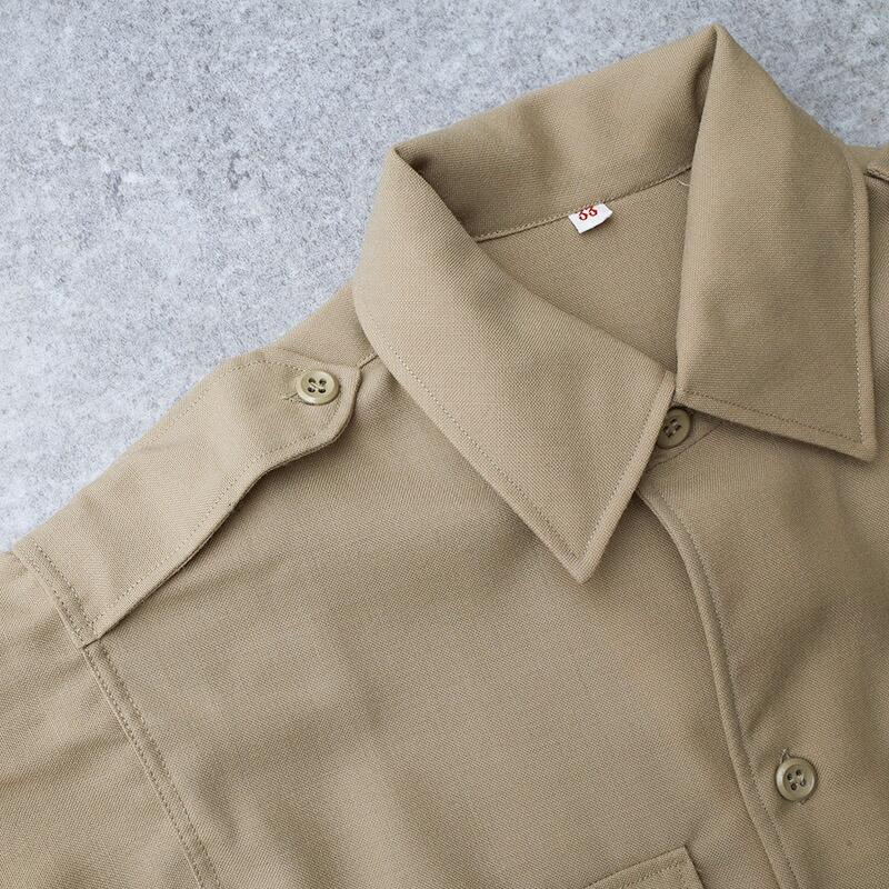 フランス軍 60s オフィサーシャツ カーキ 長袖 デッドストック JS240NN