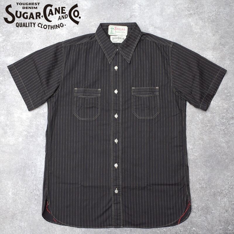 SUGARCANE シュガーケーン #SC39702  半袖 FICTION ROMANCE 8.5oz. ブラックウォバッシュストライプワークシャツフィクションロマンス メンズ 男性 トップス