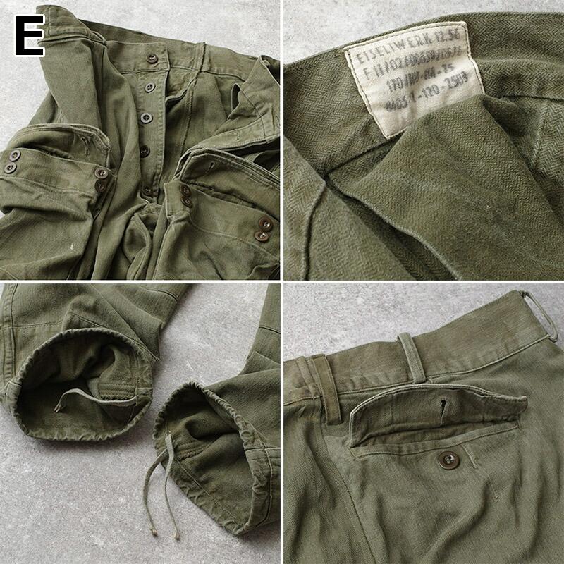 ドイツ軍 50s60s フィールド カーゴパンツ HBT オリーブ USED