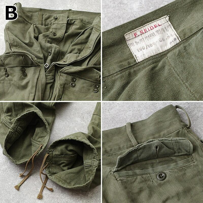 ドイツ軍 50s60s フィールド カーゴパンツ HBT オリーブ USED