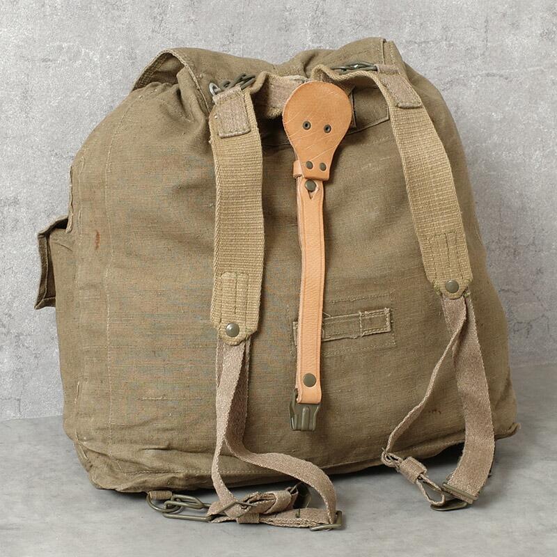 A*P様 チェコ軍　ヴィンテージバックパック　リネン　リアルレザー　使用OK チェコ軍 リュックサック リネン USED BR094UN チェコスロバキア 40s