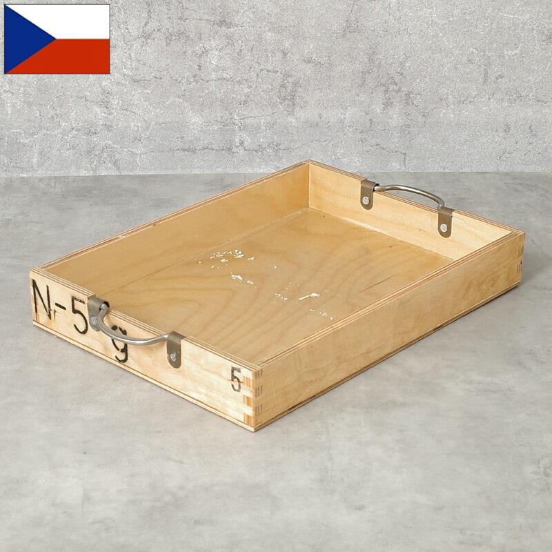 チェコ軍 ウッド ストックボックス 取っ手付き 25x34.5x5cm USED