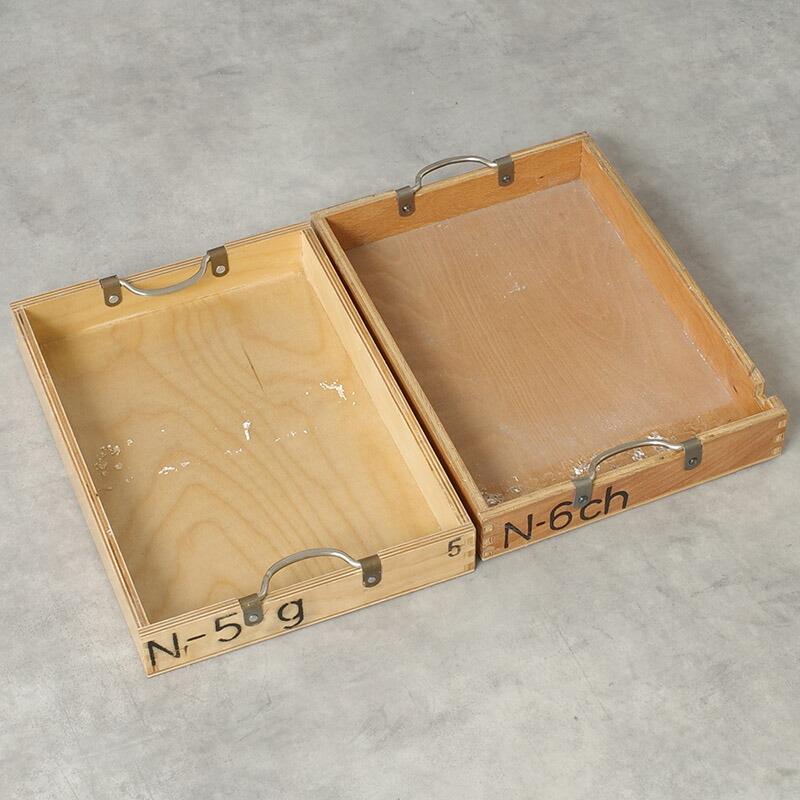 チェコ軍 ウッド ストックボックス 取っ手付き 25x34.5x5cm USED