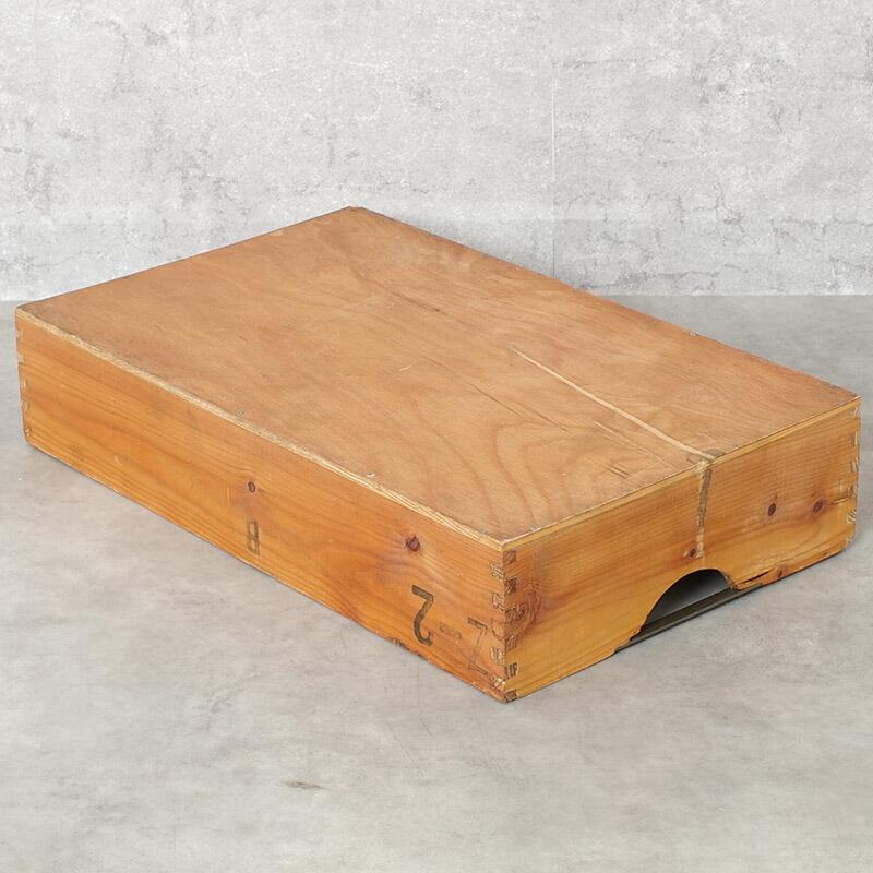 ［古道具］木製ボックス（チェコ） チェコ軍 ウッド ストックボックス 取っ手なし 26.5x43x9cm USED