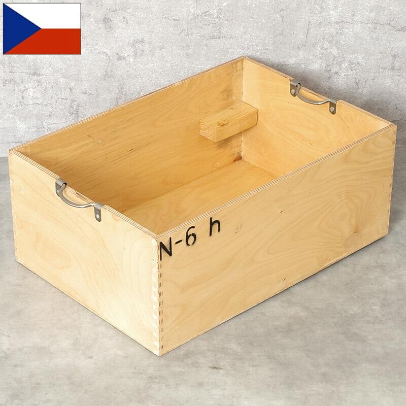 チェコ軍 ウッド ストックボックス 取っ手付き 34.5x50x20cm USED