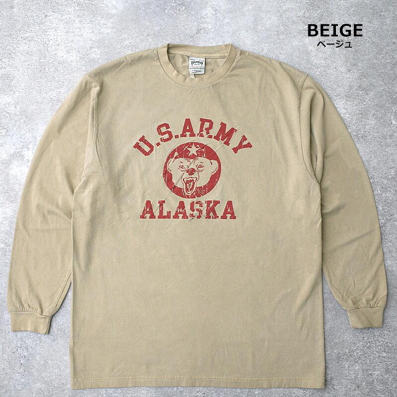 HOUSTON ヒューストン #22477 長袖 ピグメントプリント Tシャツ『U.S.ARMY』メンズ 男性 ティーシャツ トップス ロングスリーブ カジュアル アメカジ 春 秋 冬 | HOUSTON | 01