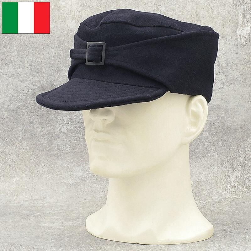 イタリア軍 MM ウールキャップ ネイビー ストラップ付き デッド