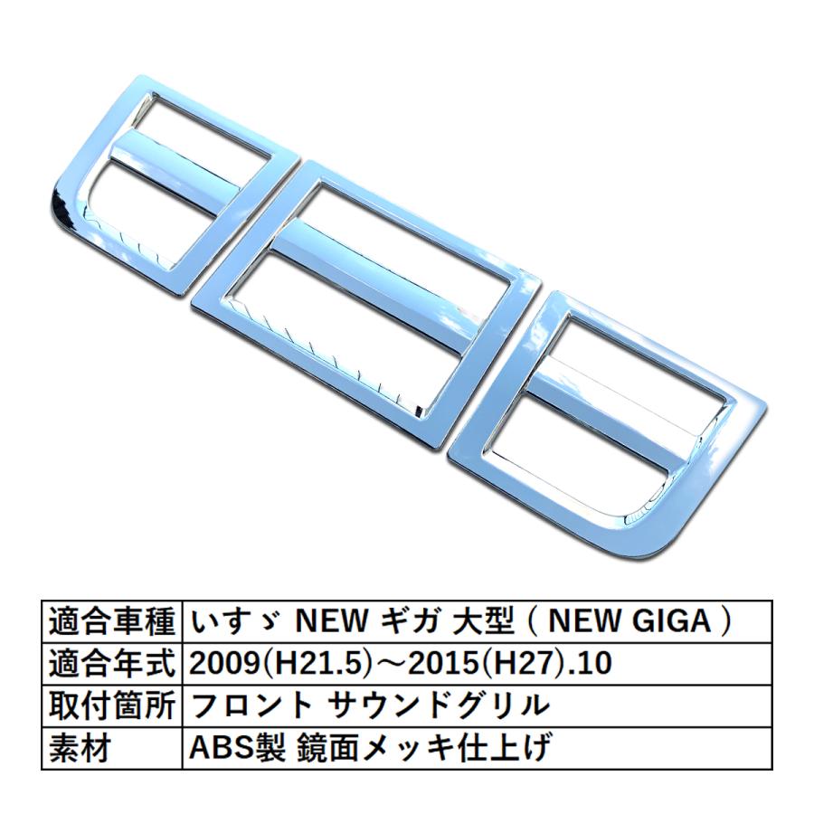 いすゞ ニュー ギガ サラウンド グリル 3PCS クロームメッキ セット NEW GIGA｜seacross｜02