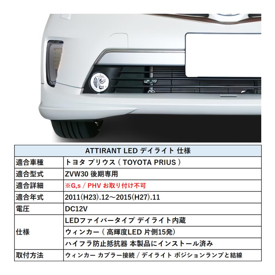 プリウス 30 後期 LED ファイバーデイライト LEDウィンカー 高輝度LED