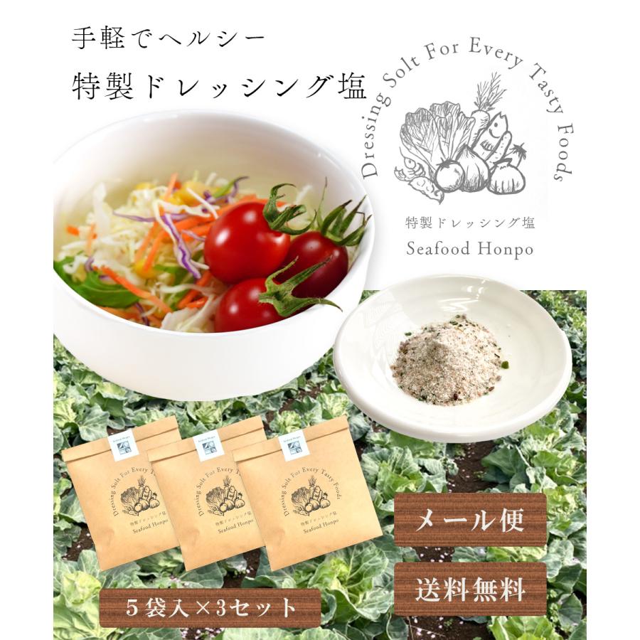 父の日 特製 ドレッシング塩 5袋入×3セット 塩 調味料 サラダ パスタ ギフト プレゼント お中元 御中元 2024 BBQ バーベキュー｜seafoodhonpo88｜02