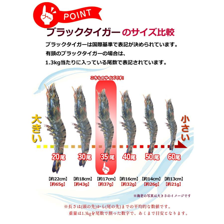 エビ 冷凍 有頭海老 ブラックタイガー 35尾入 1.3kg ブロック 有頭エビ