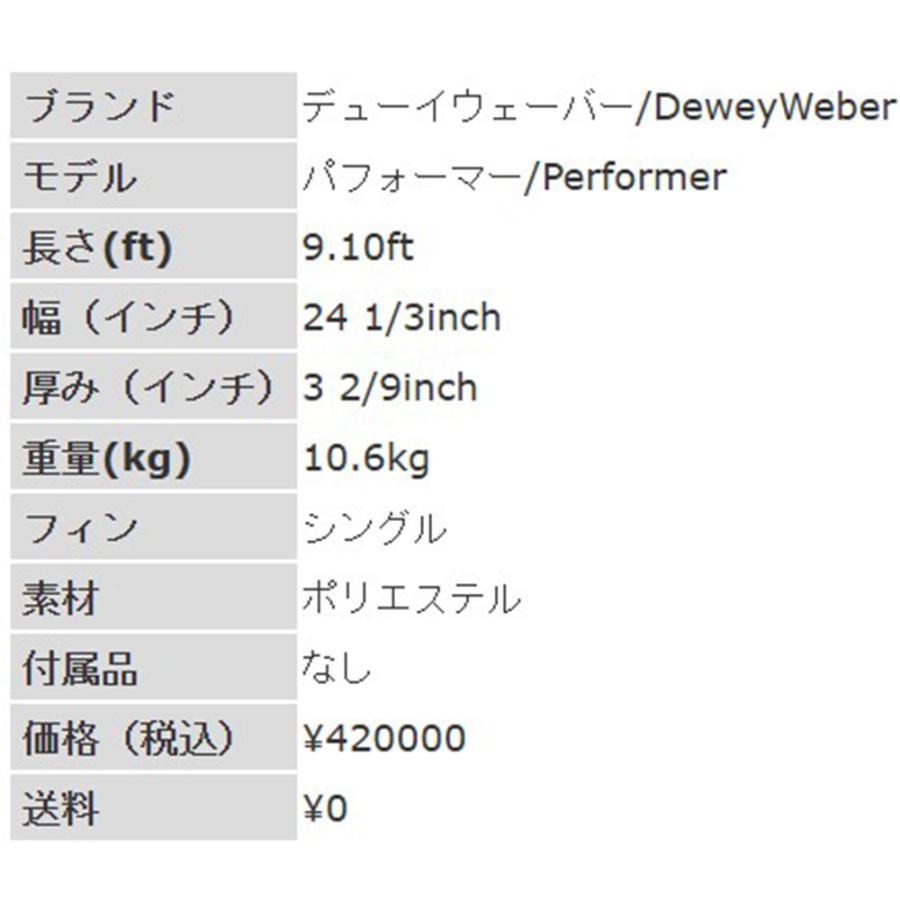 Dewey Weber パフォーマー9.0 純正フィン、ケース付き ロングボード専門店シーコングのウェーバー パフォーマーの在庫