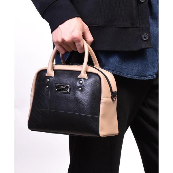 SEAL ミニボウリングバッグ メンズ 森野帆布 防水 本革 日本製 : SEAL 