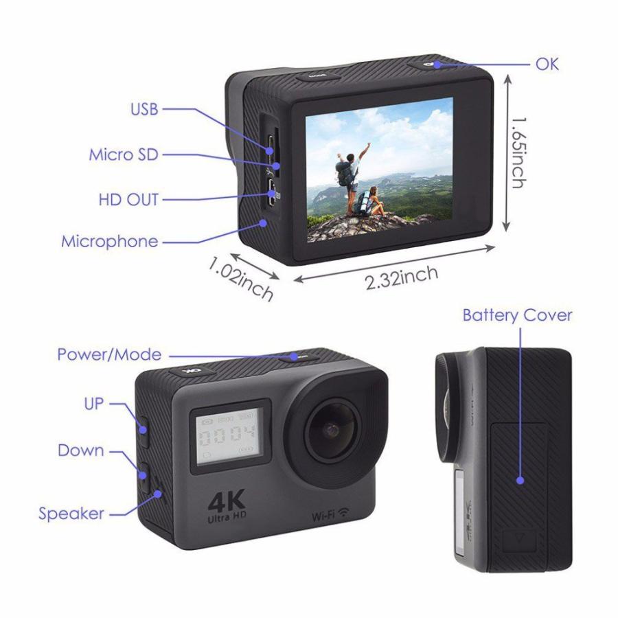 アクションカメラ 4K Wi-Fi 1200万画素 スポーツ カメラ ツインディスプレイ 30メートル防水ハウジング 170度ワイド広角レンズ スローモーション撮影 IP68防水 : シーランストア - 通販 - Yahoo!ショッピング アクションカメラ 4K Wi-Fi 1200万画素 スポーツ カメラ ツインディスプレイ 30メートル防水ハウジング 170度ワイド広角レンズ スローモーション撮影 IP68防水 : シーランストア - 通販 - Yahoo!ショッピング