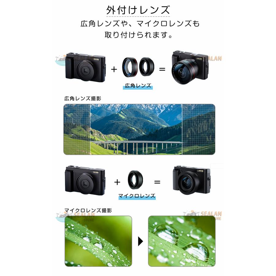 4800万画素)4Kデジタルカメラ コンパクト 広角レンズマイクロレンズ付き