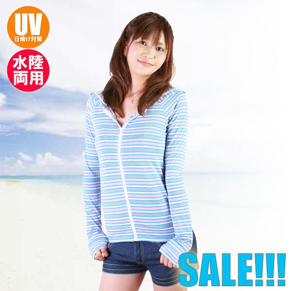 Ice Cream Sport カラー杢 ラメボーダー ラッシュガードパーカー Upf50 指穴 レディース水着 9329 パケット便送料無料 評判