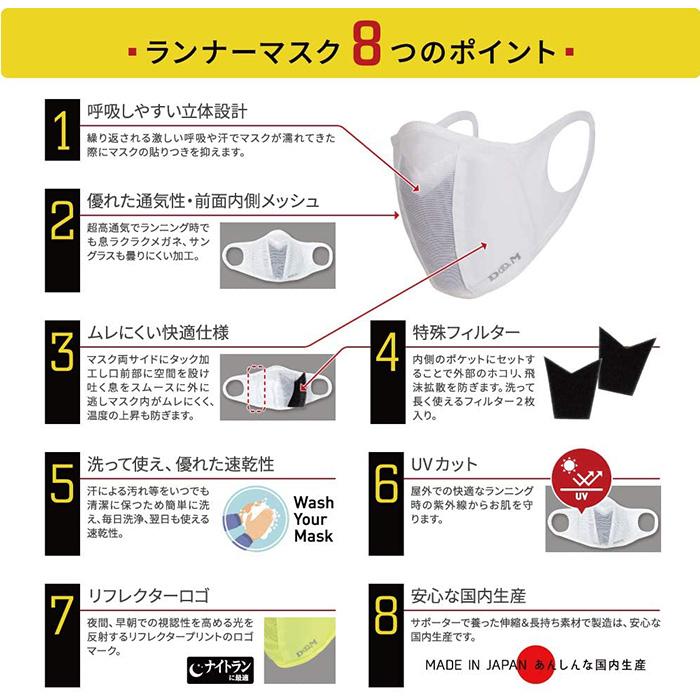 D&M ランナーマスク サックスMサイズ(大人用小さめ) 2枚セット(フィルター4枚) 日本製 DM-109523(パケット便送料無料)｜sealass｜04
