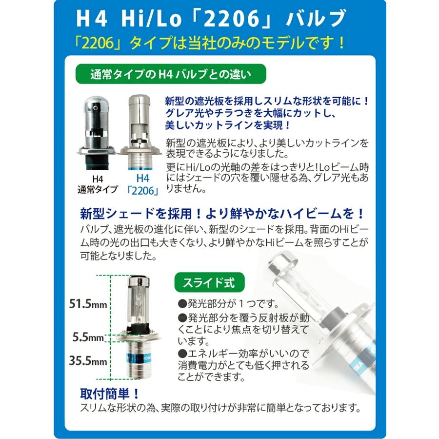 HIDバルブ バーナー H4バルブ 2206 35w 55w兼用 H4Hi/Lo スライド式
