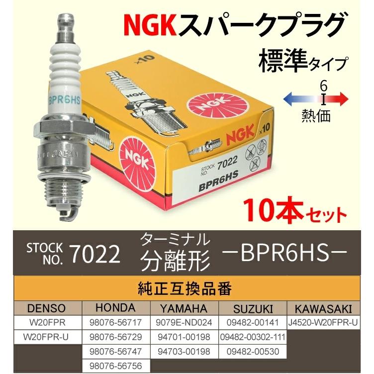確認用写真 NGK 10本セット スパークプラグ BPR6HS 分離型 7022 バイク