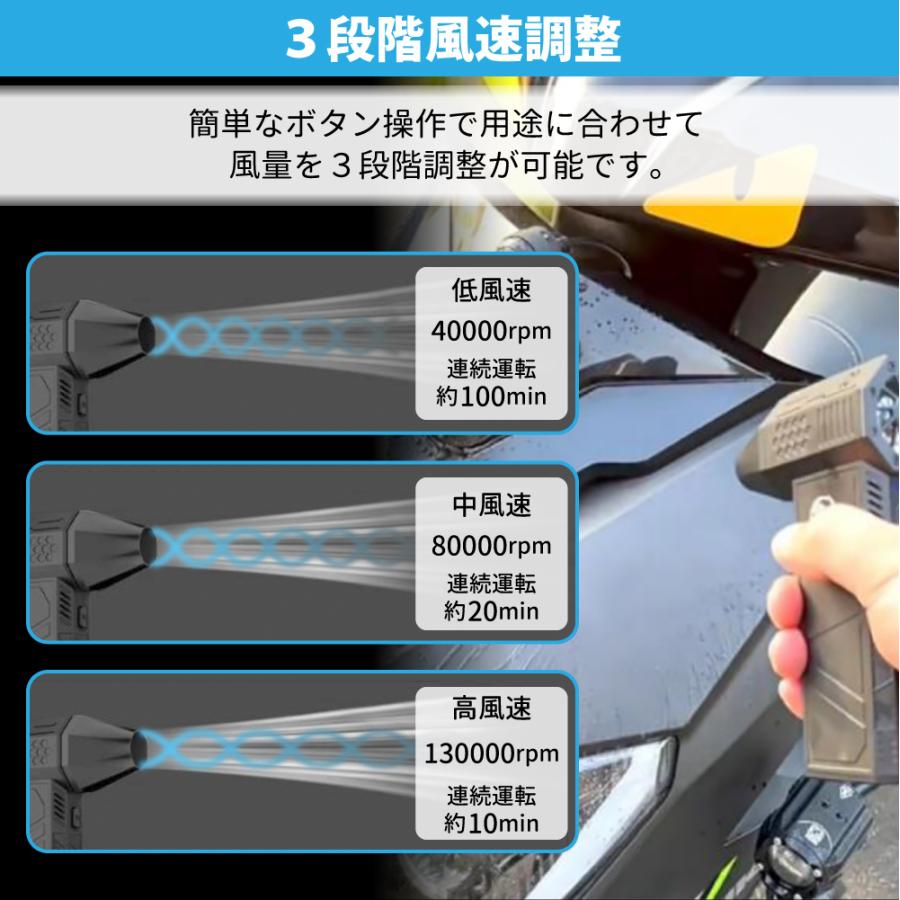 エアダスター 電動エアダスター 充電式 電動 小型 52m/s 強力噴射 130000rpm バッテリー内蔵 コンパクト 3段階の風量調整 洗車 除雪 埃除去 火起こし アウトドア_4