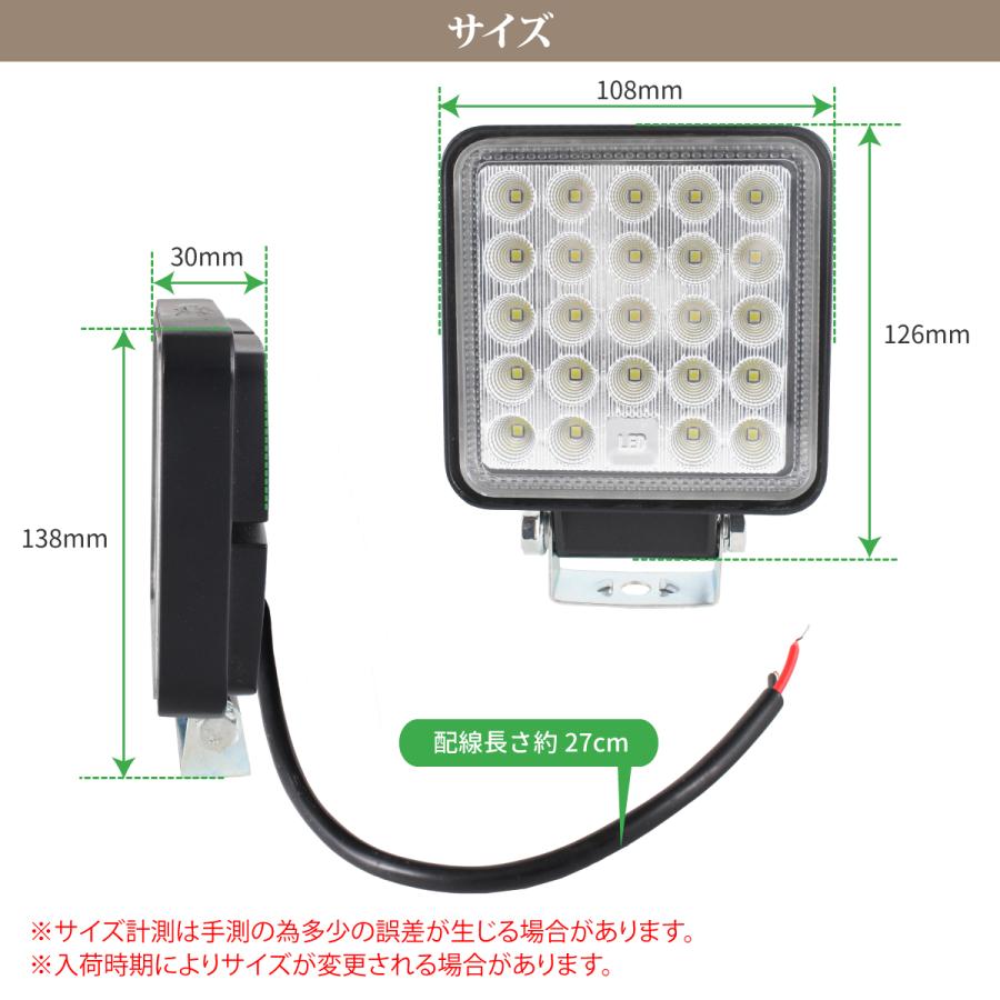 100個セット 作業灯 LED 72W 広範囲に明るい拡散タイプ 角型 12V/24V 2640LM ホワイト 広角 IP65 LED作業灯 ワークライト 防水 フォークリフト トラック 船舶｜sealovely777｜06