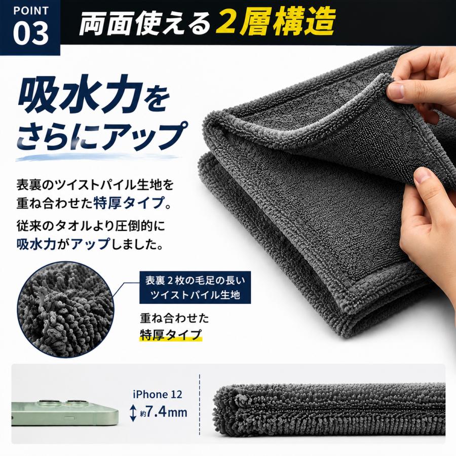 マイクロファイバークロス 洗車 拭き上げ 超吸水 大判 厚手 40×90cm