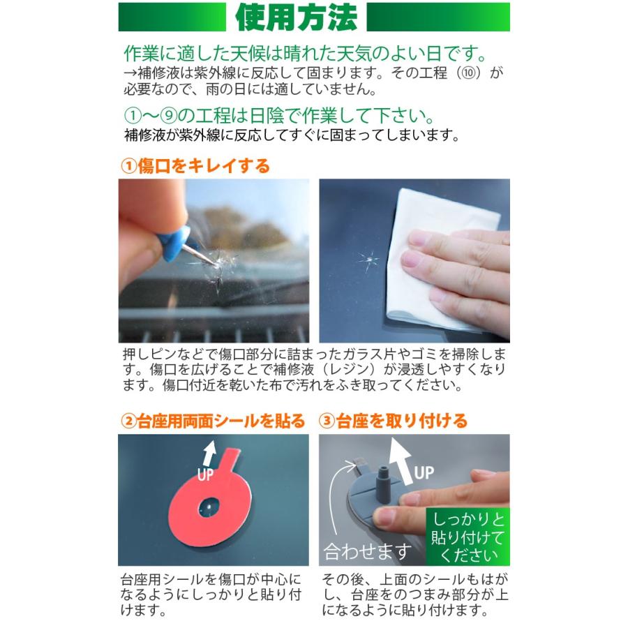 ガラスリペアキット 2回分 飛び石などによる フロントガラス の傷 補修
