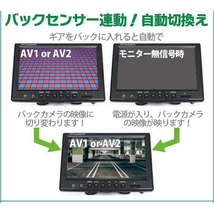 9インチ液晶バックカメラ モニター セット 12V 24V兼用 RCA汎用 ケーブル20m付き乗用車,トラック、バス,重機等対応 防水 赤外線暗視機能付 １年保証｜sealovely777｜07