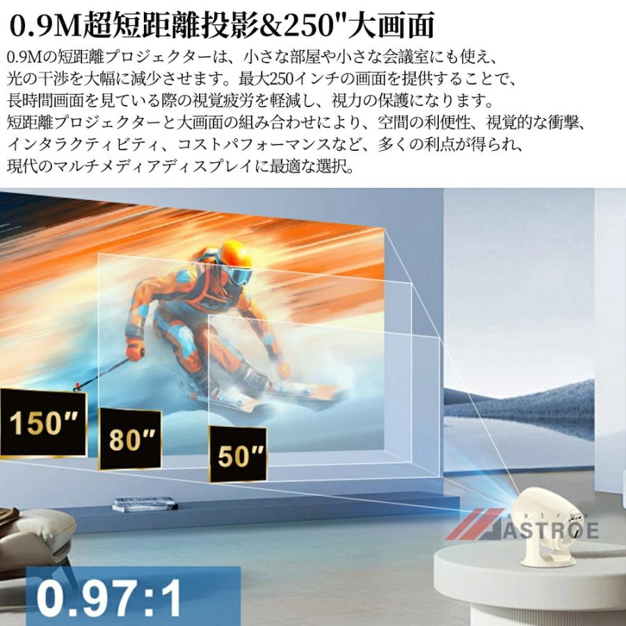 プロジェクター 小型 家庭用 天井投影 自動フォーカス 1080P 4K対応