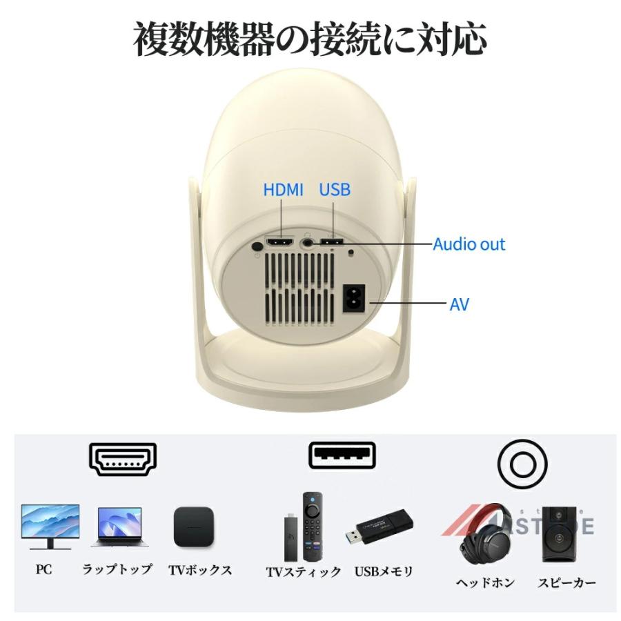 プロジェクター 小型 家庭用 天井投影 自動フォーカス 1080P 4K対応