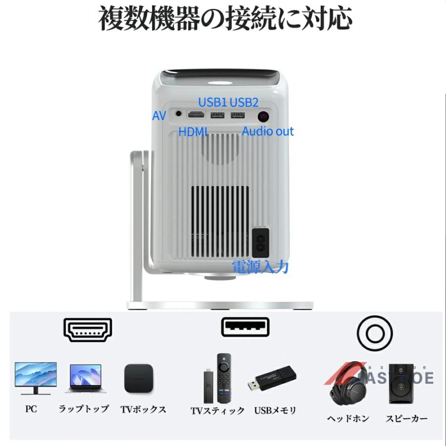 プロジェクター 小型 家庭用 天井投影 スマホと繋げる 4K対応 自動
