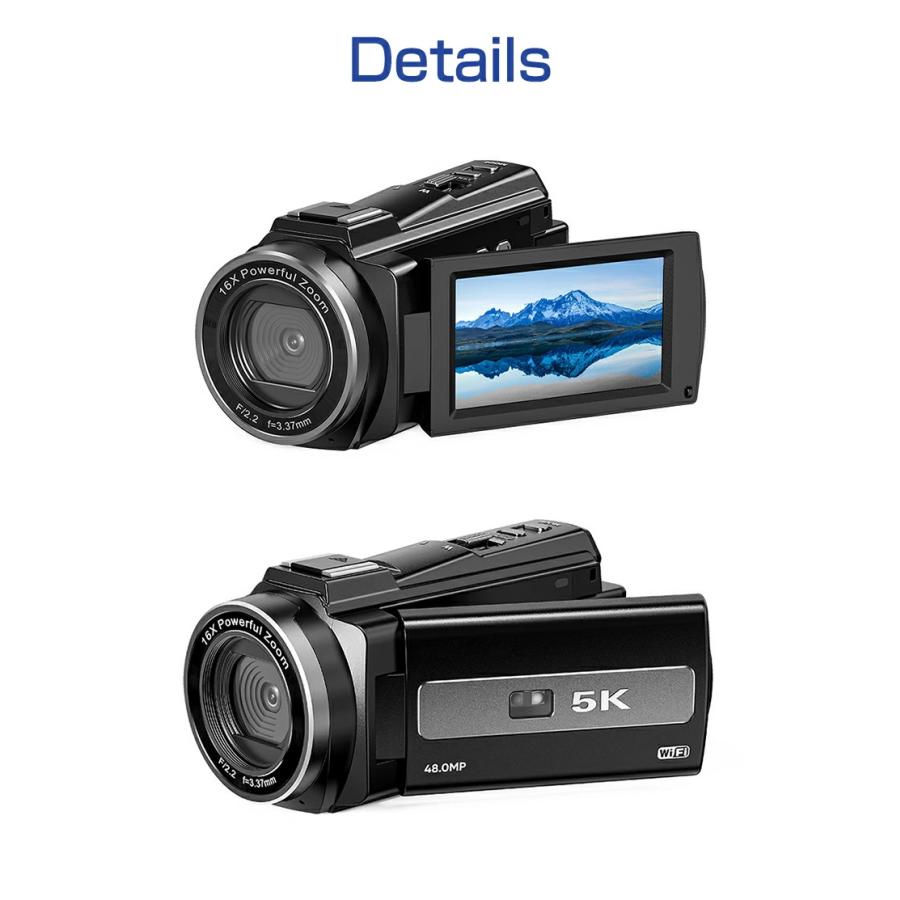 デオカメラ 5K/4800万画素 撮影 カメラ DVビデオカメラ