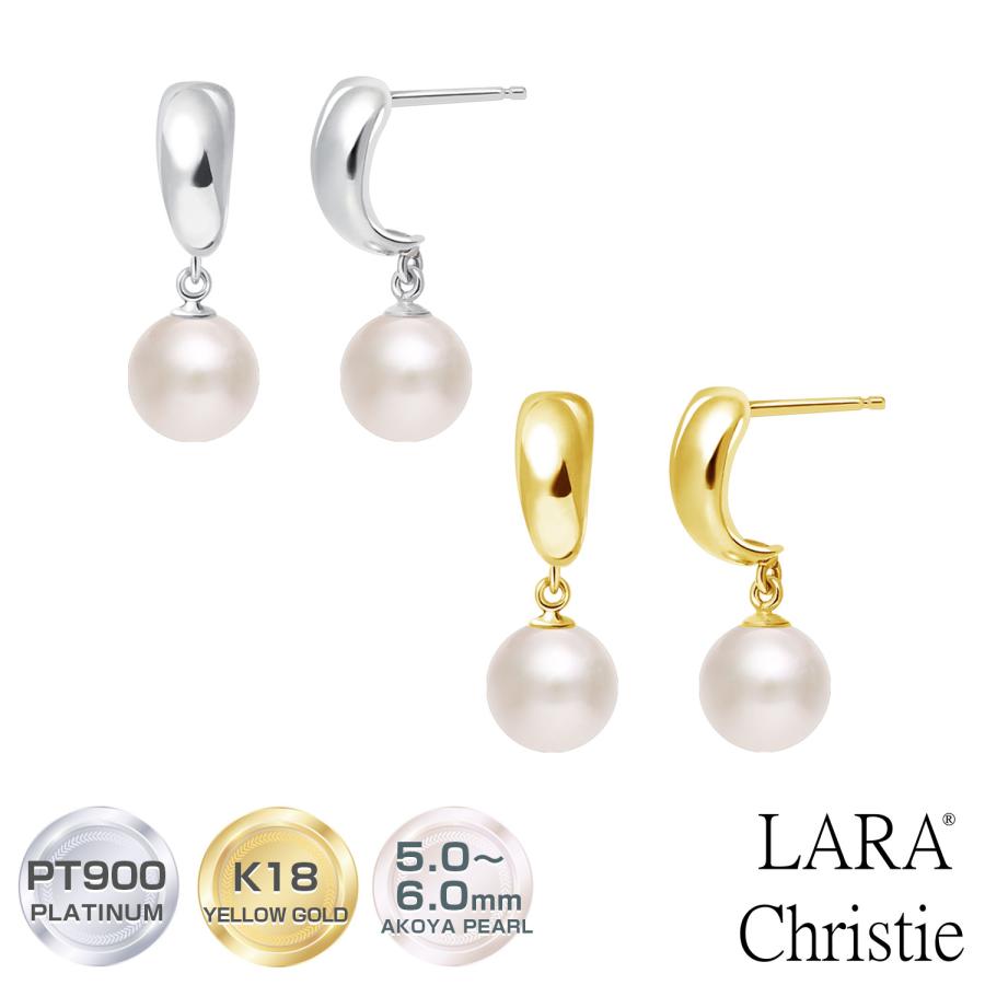 ピアス レディース あこや真珠 パール 5.0〜6.0mm 2珠 PT900 K18 ハーフフープ LPAC ララクリスティー | LARA Christie