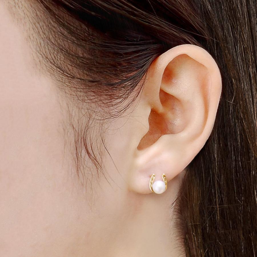 ピアス レディース あこや真珠 パール 5.0〜6.0mm 2珠 PT900 K18 馬蹄 U字 LPAC ララクリスティー | LARA Christie | 05