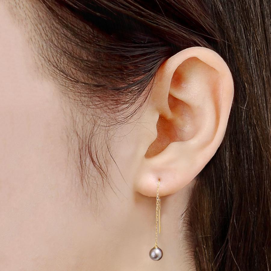 ピアス レディース あこや真珠 染め 黒 パール 5.0〜6.0mm 2珠 PT900 K18 アメリカンピアス LPAC ララクリスティー | LARA Christie | 05