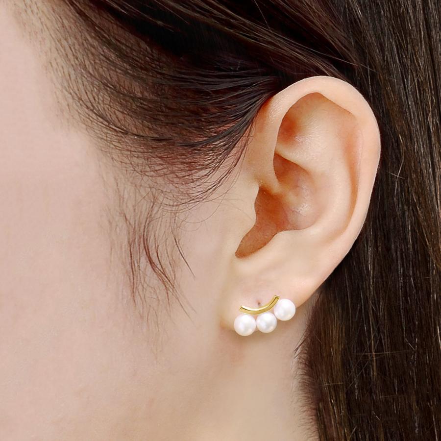 ピアス レディース あこや真珠 パール 5.0〜6.0mm 6珠 PT900 K18 バー スマイル デザイン LPAC ララクリスティー | LARA Christie | 05