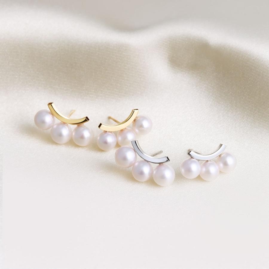 ピアス レディース あこや真珠 パール 5.0〜6.0mm 6珠 PT900 K18 バー スマイル デザイン LPAC ララクリスティー | LARA Christie | 03