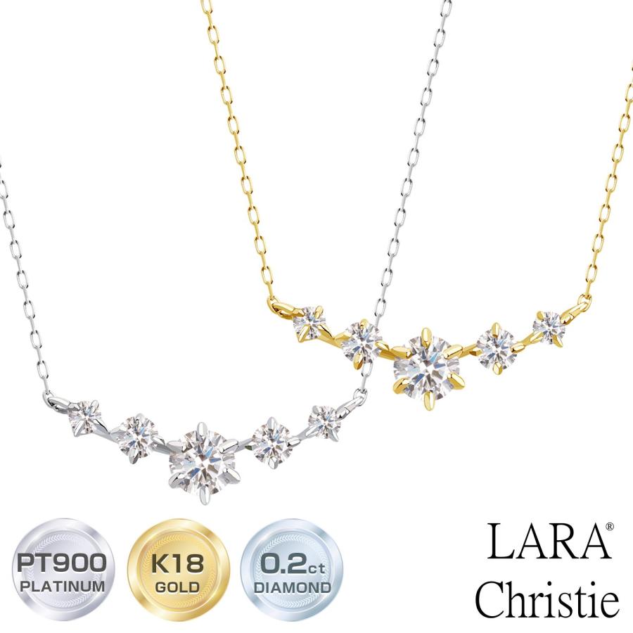 LARA Christie ネックレス レディース 18金 プラチナ スマイル ライン 