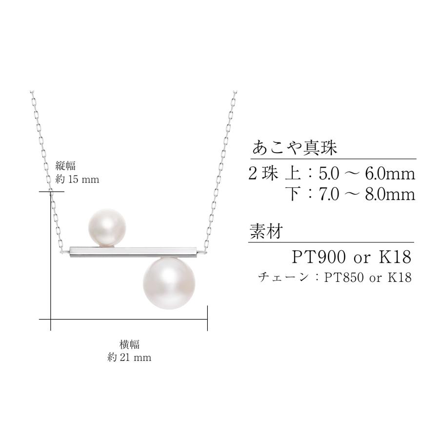 ネックレス レディース あこや真珠 パール 5.0〜6.0mm 2珠 PT900 K18 バー  デザイン LPAC ララクリスティー | LARA Christie | 13