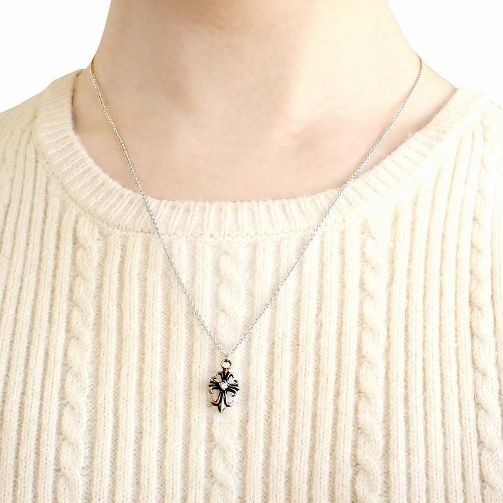 ネックレス メンズ クロス キュービックジルコニア シンプル Royal