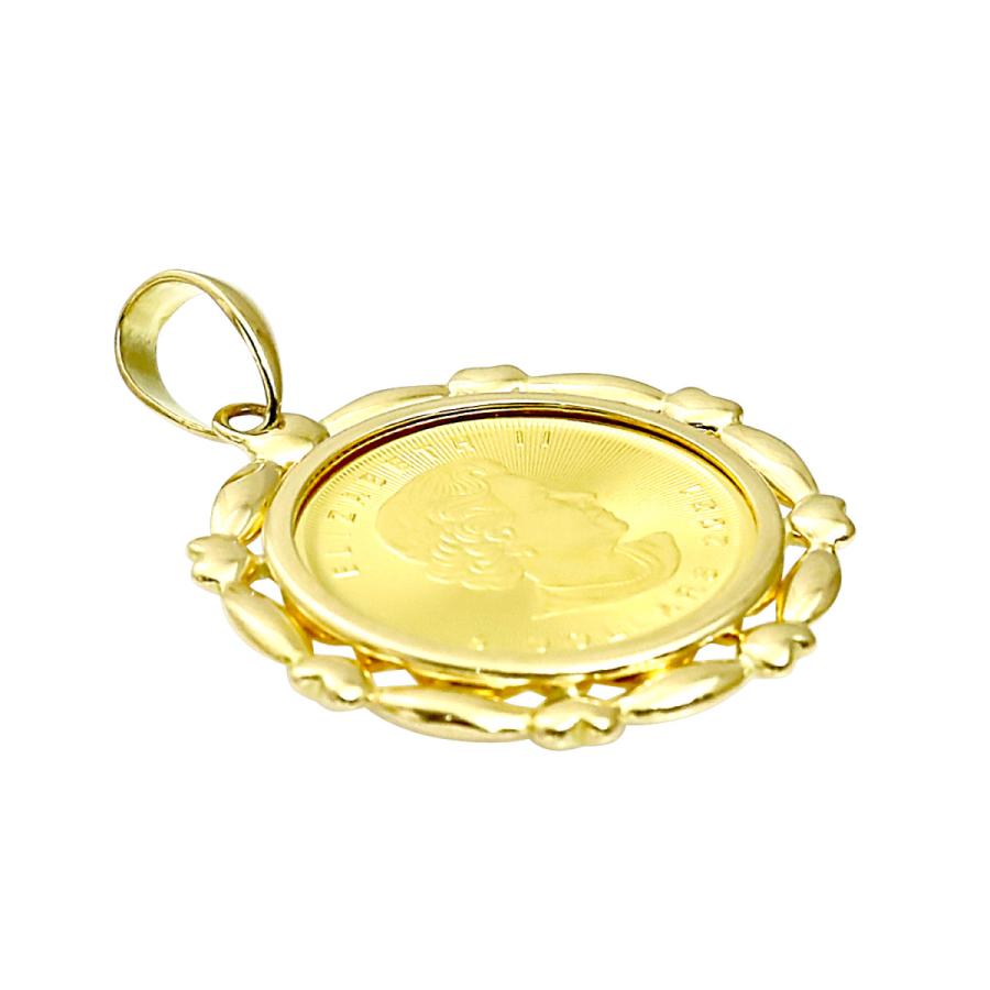 K24 純金 ネックレス レディース コイン カナダドル 純金 K24 メイプルリーフ 1/10oz K18 エリザベス女王