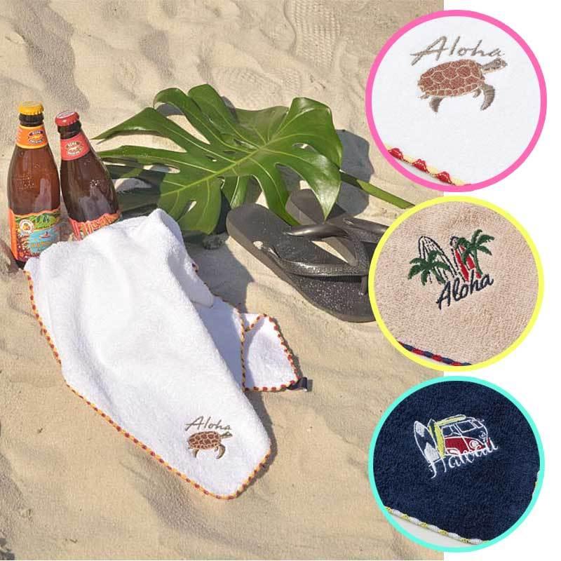 海のモチーフデザインフェイスタオル ハワイアンモチーフ刺繍タオル ワーゲンバスの刺繍 ヤシの木柄 ホヌのイラスト 海亀のロゴ Ftor 1252 Seashells Zakka 通販 Yahoo ショッピング