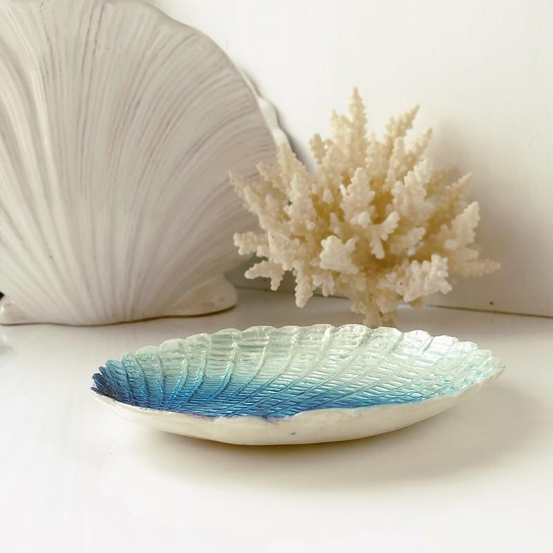 貝殻のおしゃれなシェルデザイントレイ ハワイアンインテリア雑貨ブルーグラデーション Kc 5905 Seashells Zakka 通販 Yahoo ショッピング