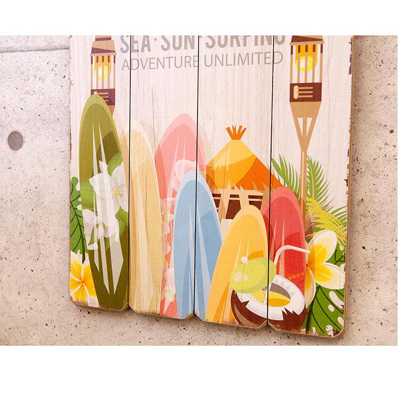 ハワイアンデザインウッドボード おしゃれなサーフボードのイラスト看板 木製レトロ看板 壁掛けボード Sewb08 Seashells Zakka 通販 Yahoo ショッピング