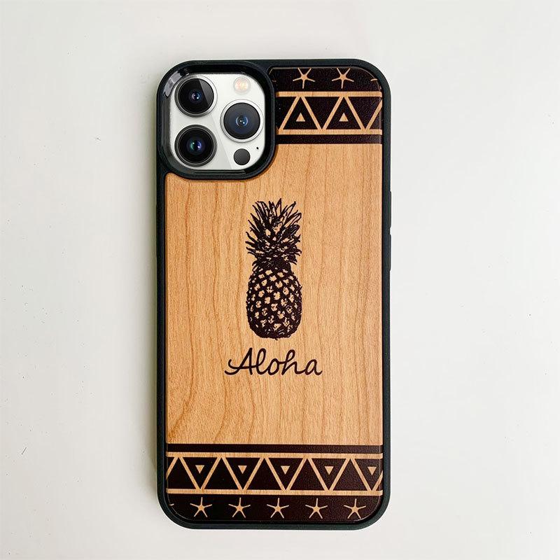 Iphone用ウッドケース パイナップル柄 ハワイアン柄 衝撃吸収タイプ 木製 南国フルーツ Wc Sk Pin Seashells Zakka 通販 Yahoo ショッピング