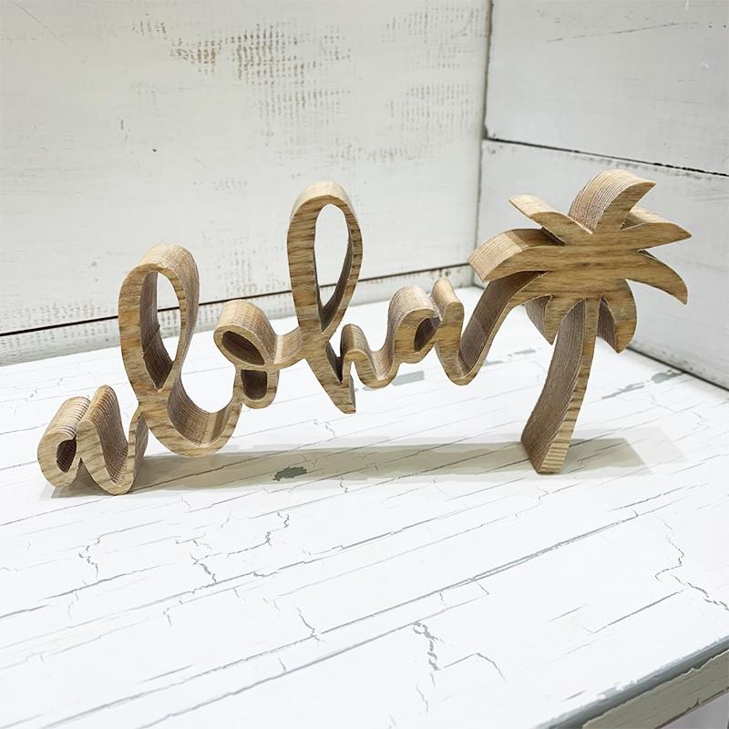 Alohaウッドロゴ ヤシの木デザイン 筆記体文字 木製アルファベット おしゃれなハワイアンインテリア Wd Aopm Seashells Zakka 通販 Yahoo ショッピング