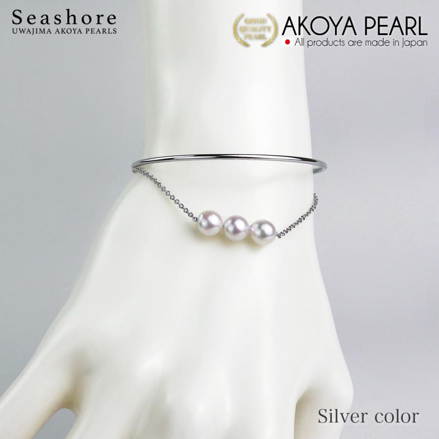 Seashore 宇和島あこや真珠 アコヤ真珠 バングル レディース 2連 6.0 
