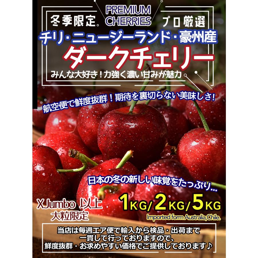 ダークチェリー 約1kg 箱 ジャンボサイズ チリ/ニュージーランド産